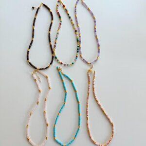 Minimal Gemstone Rondelle Necklace | Adjustable | Choose Your Stone